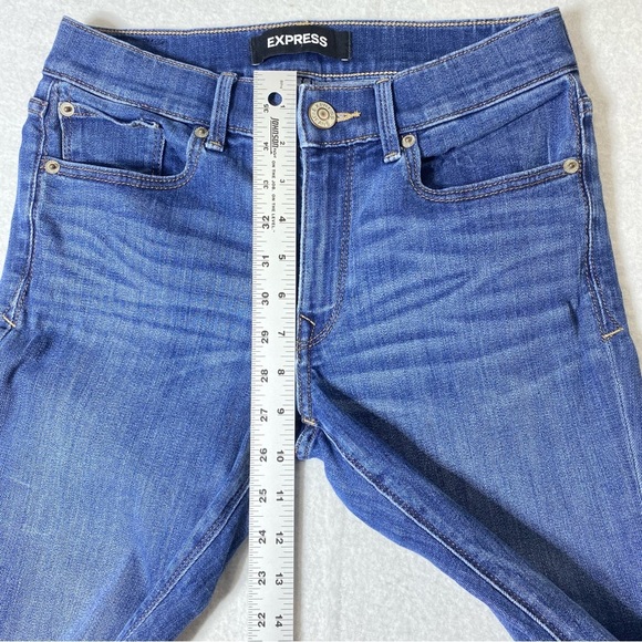 EXPRESS Jeans Women’s 4S Blue Skinny Leg Mid Rise Stretch Y2K Chic Casual Denim - Picture 15 of 15